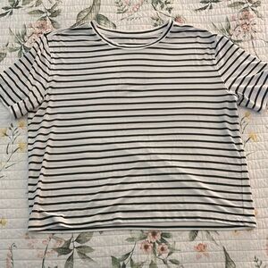 Lou & Grey Green and White Striped Short Sleeve Tee